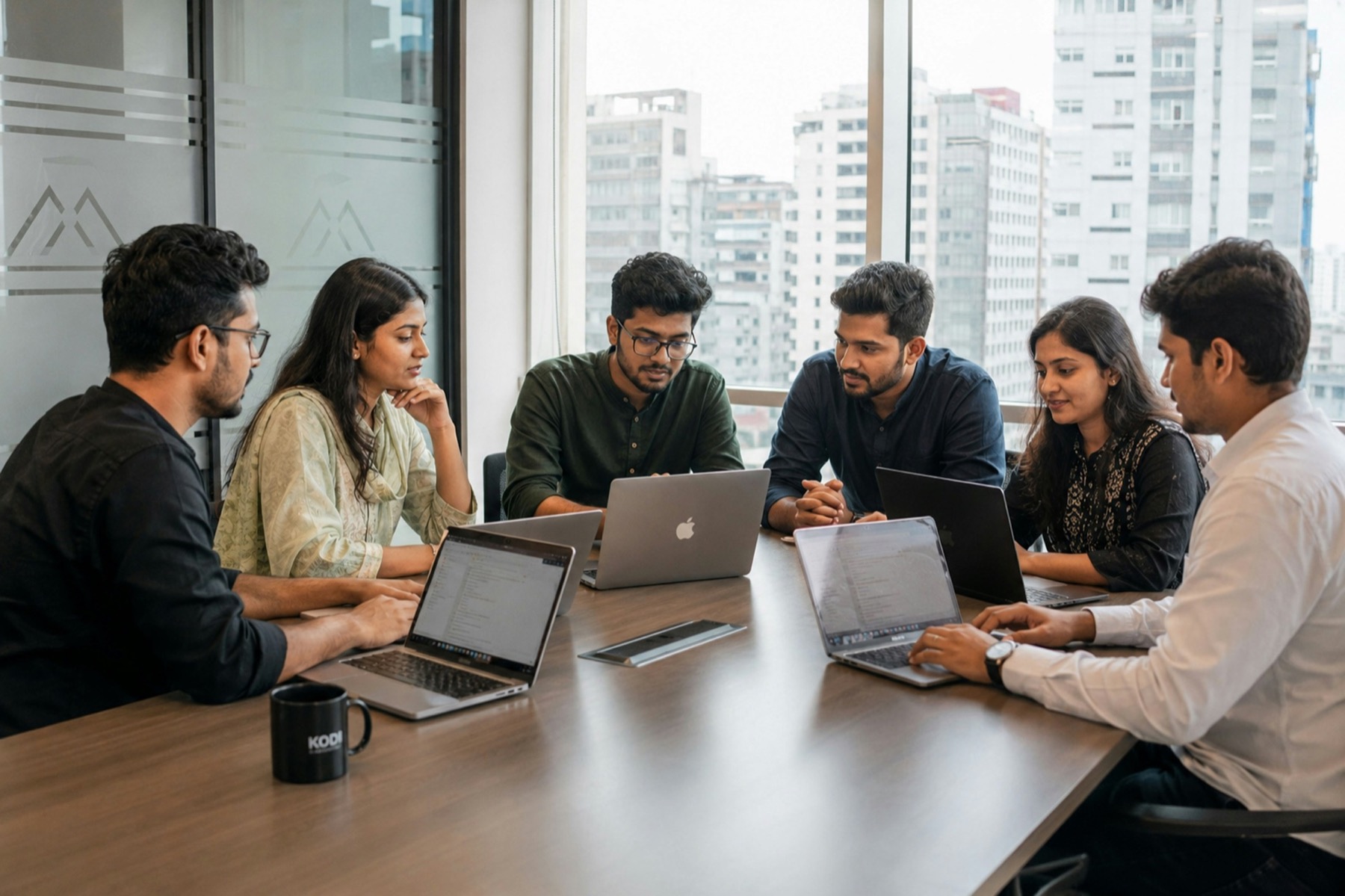 A nonprofit team working around a conference table